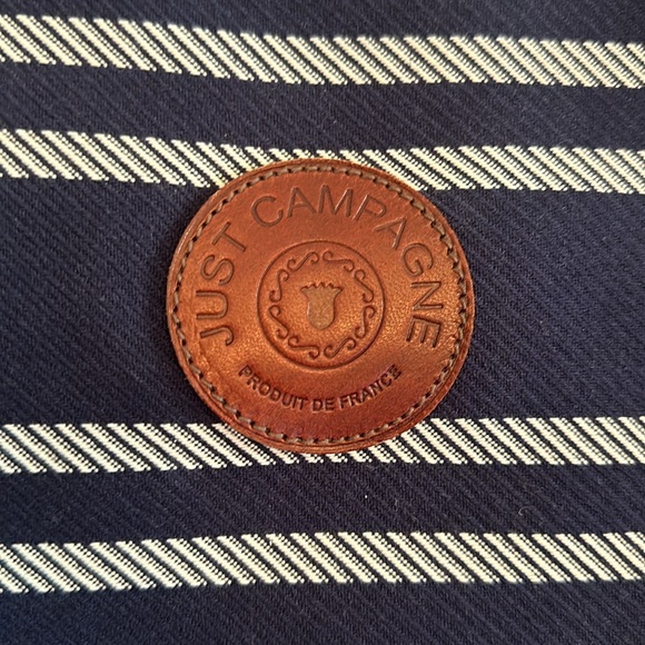 NWOT Just Campagne leather handled tote-brass details -lined in red. - Picture 2 of 8